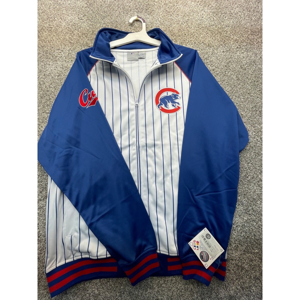 Genuine Merchandise MLB Chicago Cubs Track Jacket Mens XLT NEW Pinstripe Zip